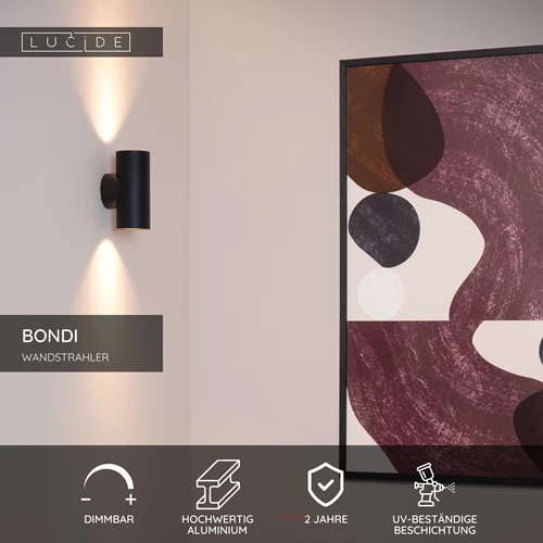 Lucide BONDI - Wandstrahler / Wandleuchte - 2xGU10 - Schwarz - USP